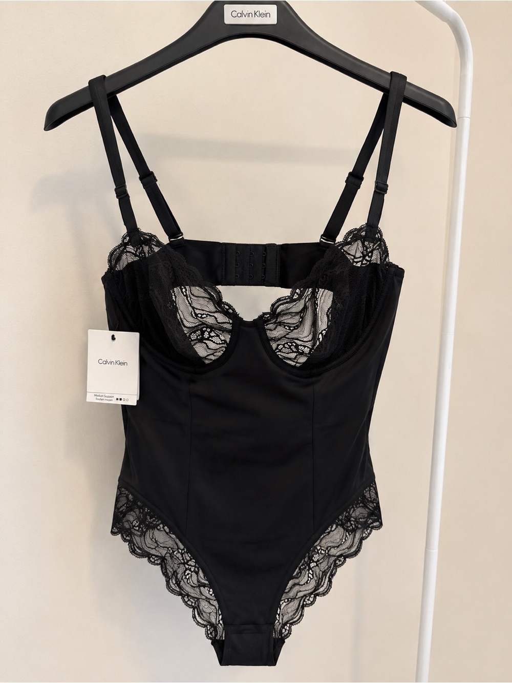 Calvin Klein Black Lace Bodysuit NWT Size L